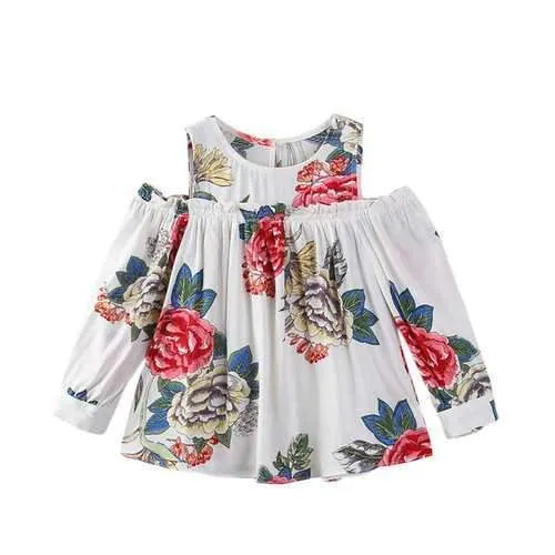 Printed Off Shoulder Girls Top For 6M-24M