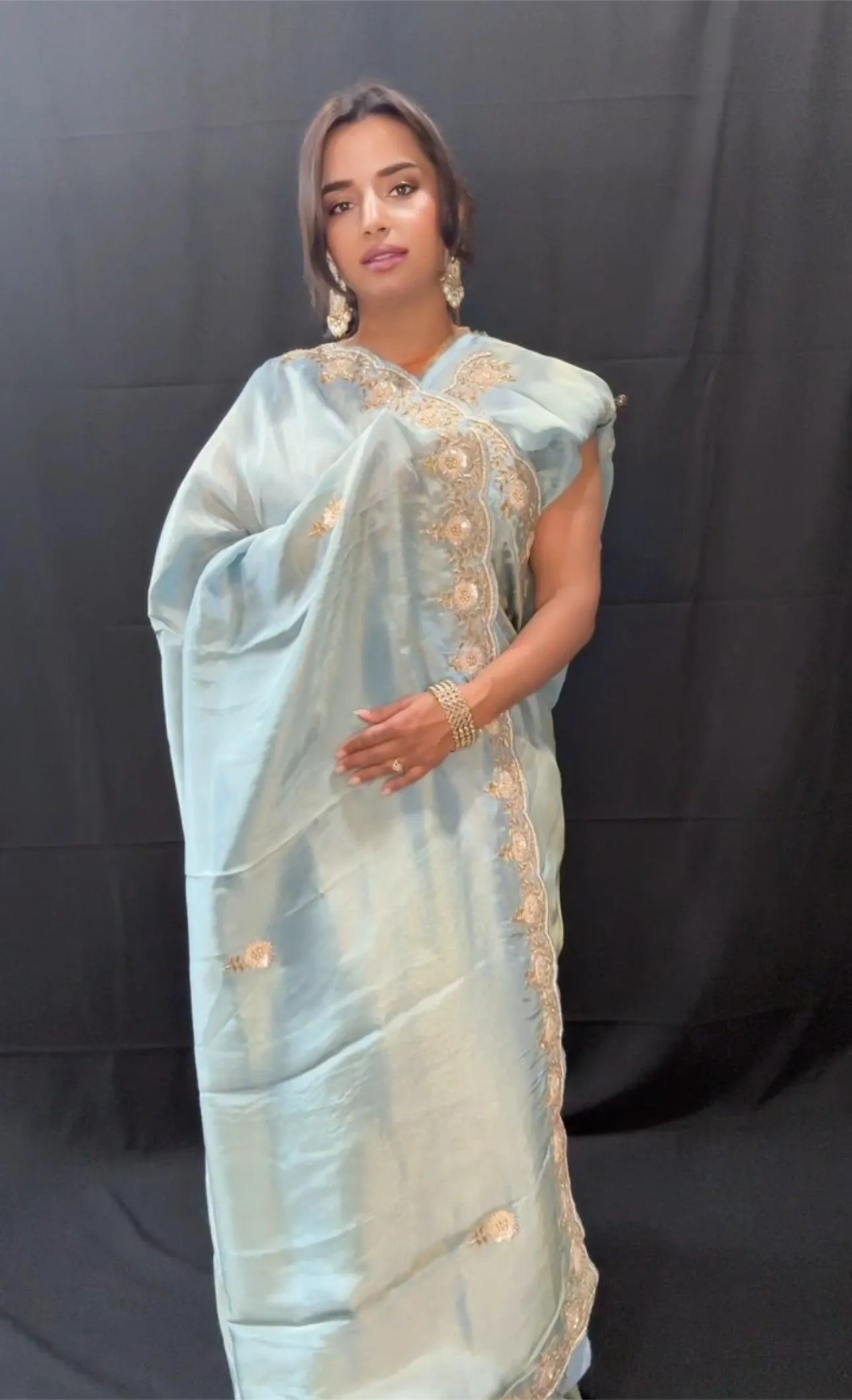 Pure Tissue Silk Saree with hand Zardozi work