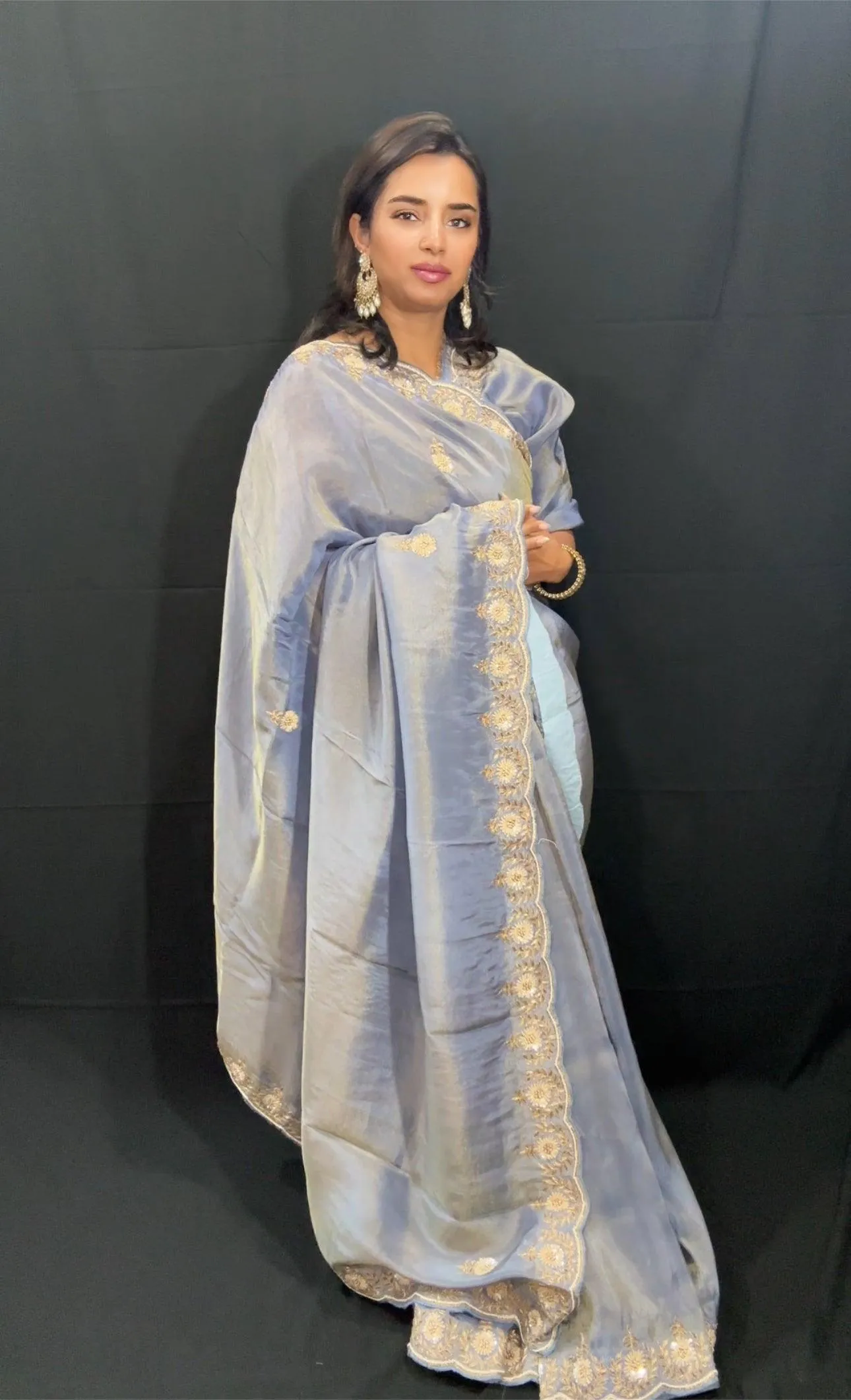 Pure Tissue Silk Saree with hand Zardozi work