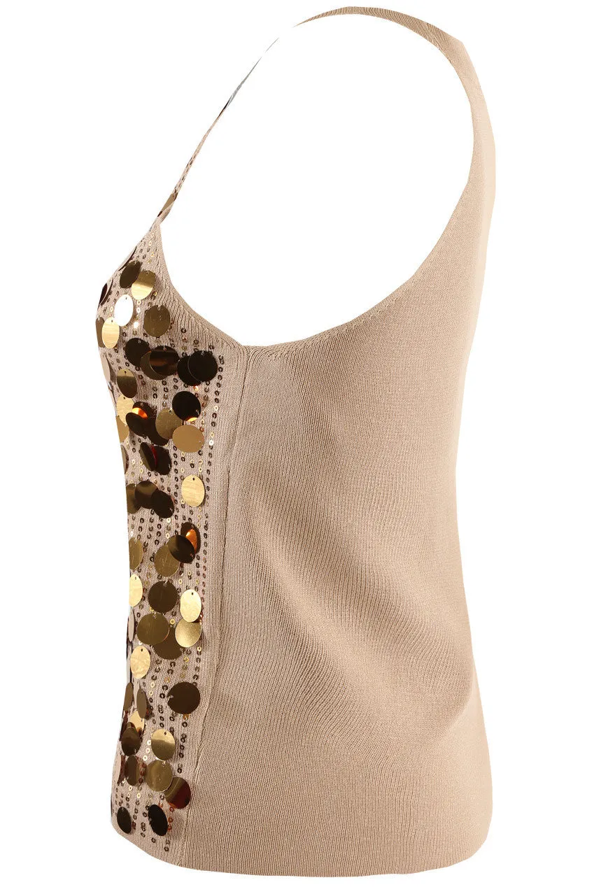 Sequin High Neck Tank Top