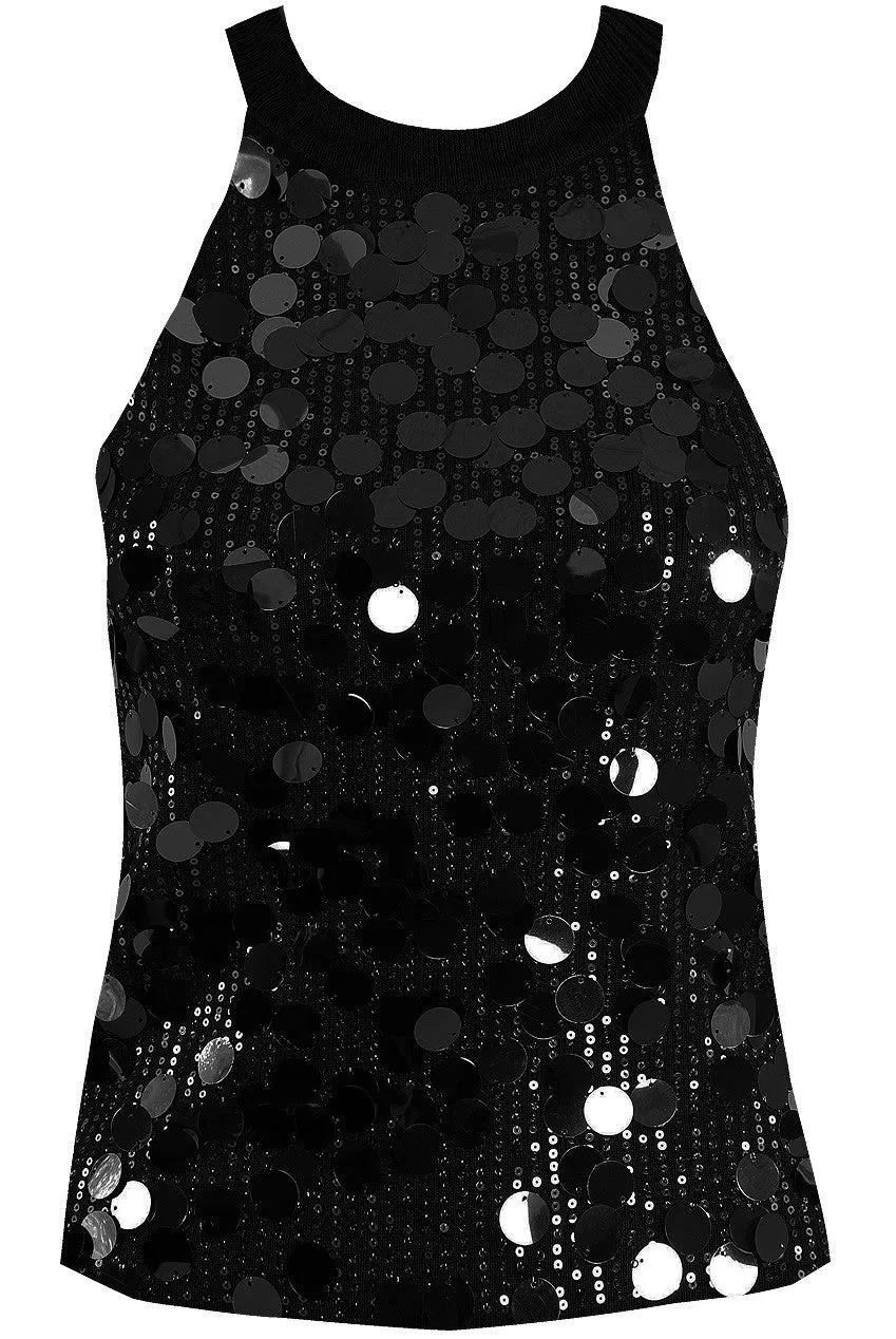 Sequin High Neck Tank Top