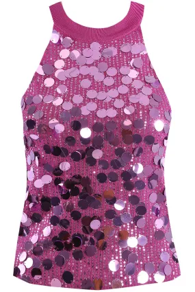 Sequin High Neck Tank Top