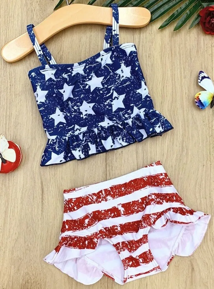 Star Spangled Tankini Two Piece Swimsuit