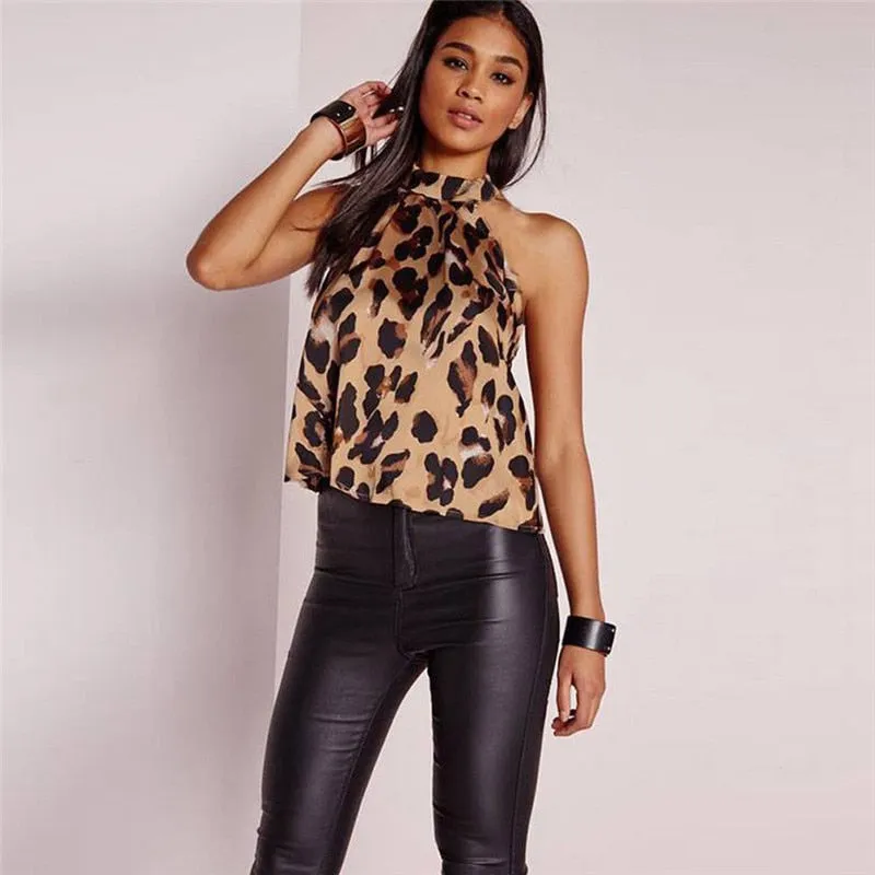 VenusFox Sexy Off Shoulder Leopard Blouse