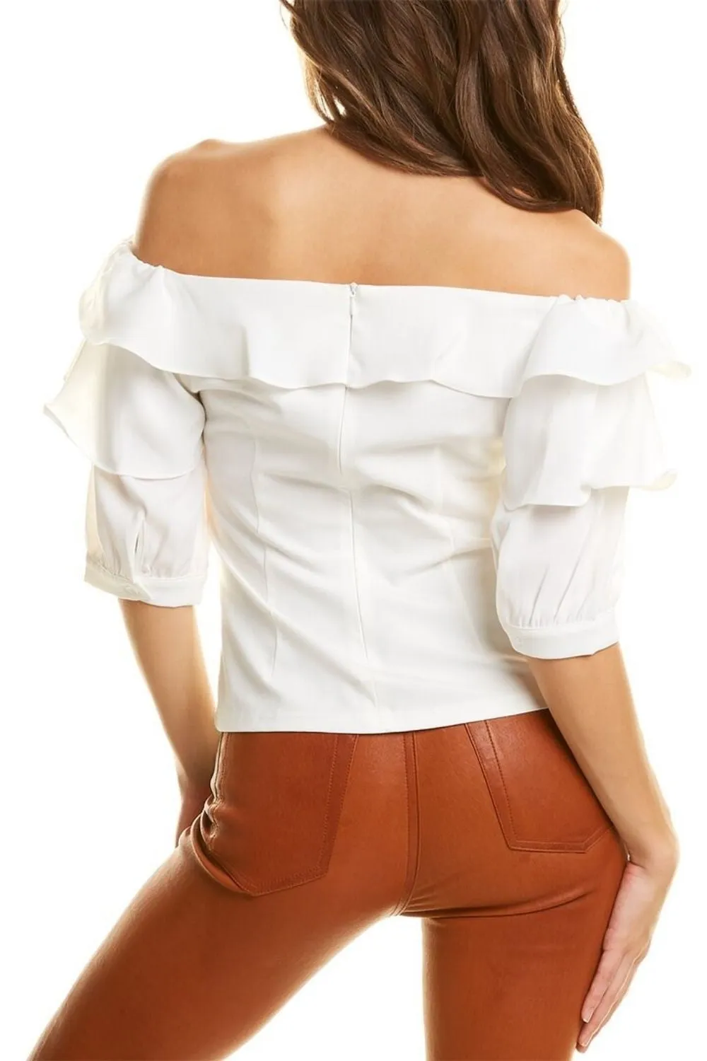 White Ruffled Off Shoulder Top