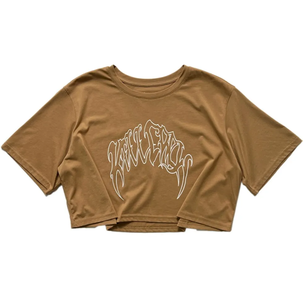 WOLF CROP TOP - SAND / WHITE