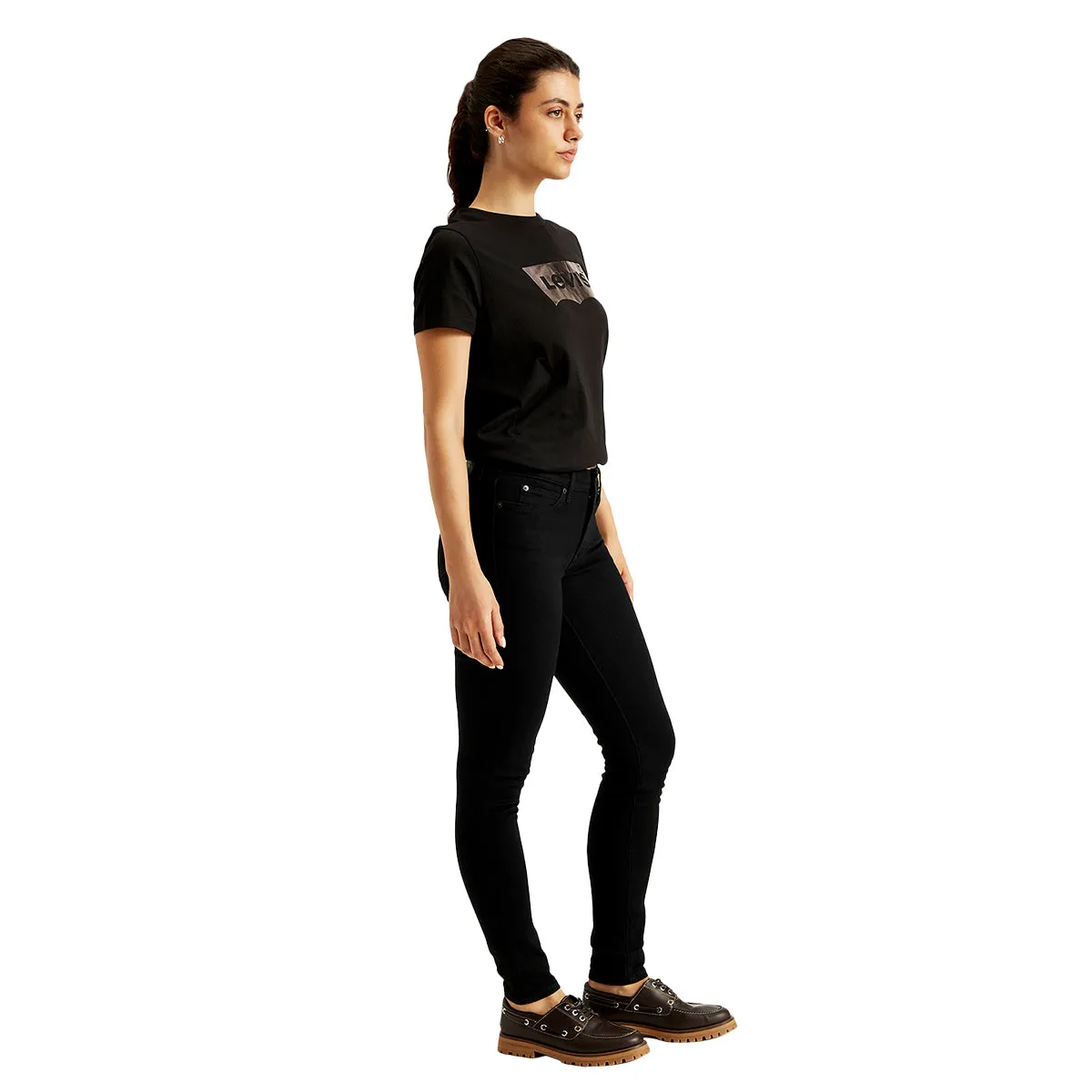 Women's Mid Rise 711 Skinny Black Jeans