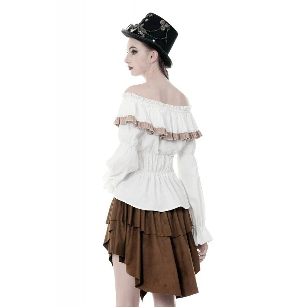 Women's Steampunk Off-shoulder Bandage Waist Tops