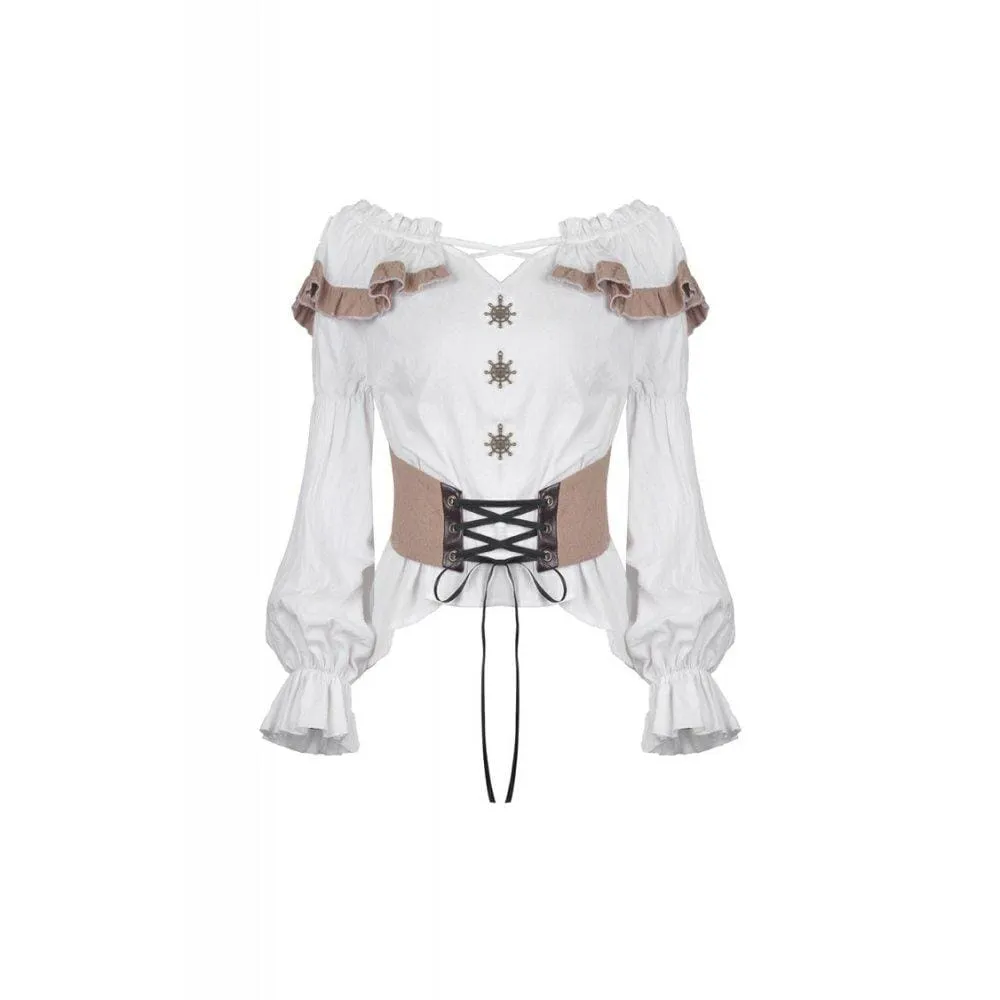 Women's Steampunk Off-shoulder Bandage Waist Tops