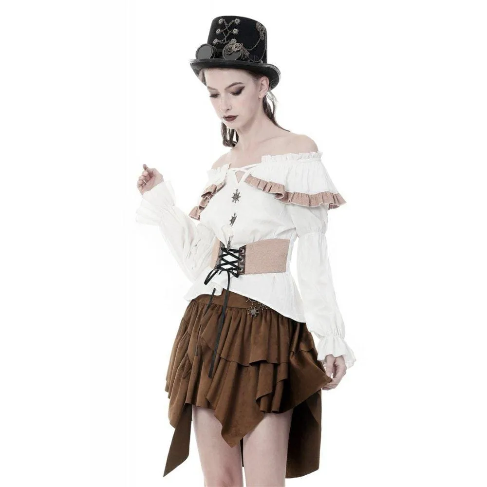 Women's Steampunk Off-shoulder Bandage Waist Tops