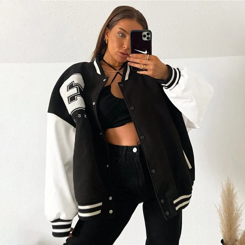 Y2K Bomber Vintage Varsity Jackets with Loose Baseball Fit