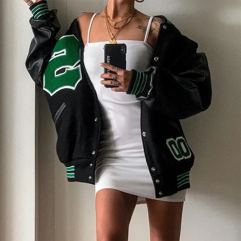 Y2K Bomber Vintage Varsity Jackets with Loose Baseball Fit