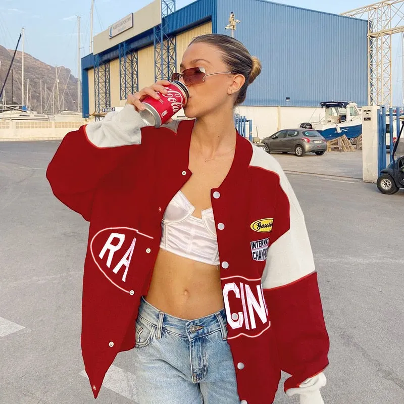 Y2K Bomber Vintage Varsity Jackets with Loose Baseball Fit